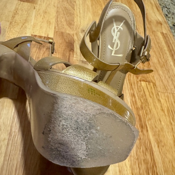 Saint Laurent Tribute Leather T-Strap Platform Sandals As Is 39 - Picture 7 of 10